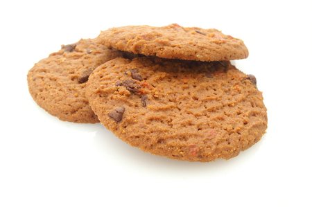 baked cookie biscuits on white backgroundの写真素材