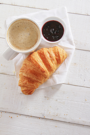fresh baked croissant breakfastの写真素材