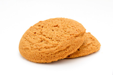 baked biscuits isolated on white backgroundの写真素材