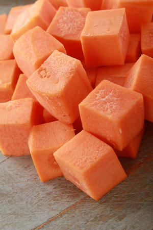 preparing carrot parmentierの写真素材