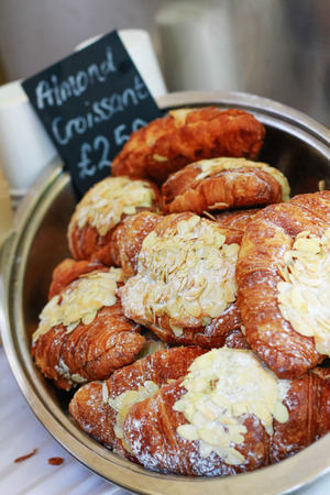 Almond Croissant food marketの写真素材