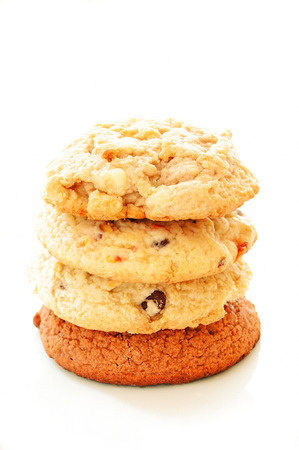 baked cookie biscuits on white backgroundの写真素材