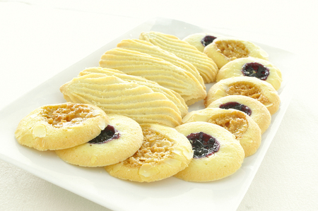 baked biscuits isolated on white backgroundの写真素材