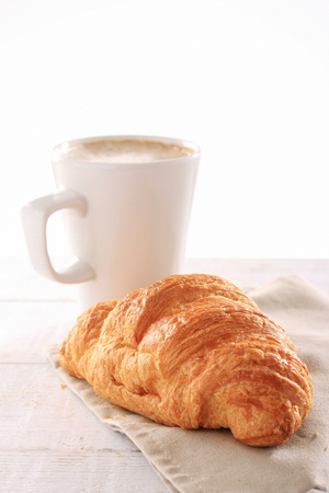 fresh baked croissant breakfastの写真素材