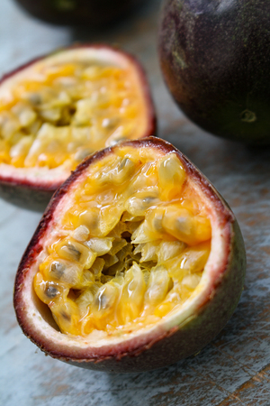 preparing passion fruitの写真素材