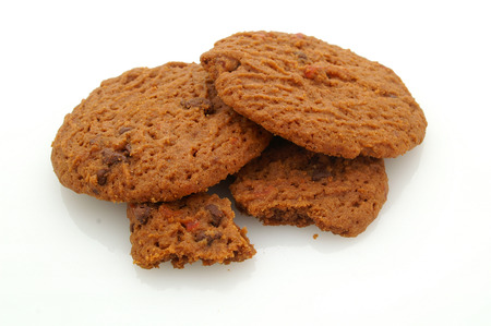 baked cookie biscuits on white backgroundの写真素材