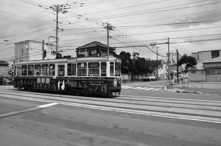the trolley bus in Hakodateのeditorial素材