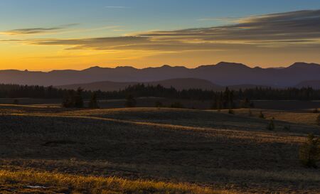 Sunset in Crater Lake National Parkの写真素材