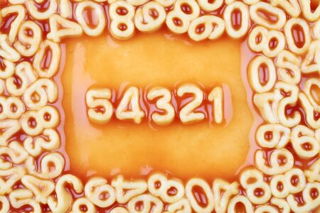 Numbers Counting Down in Pastaの写真素材