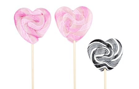 Three Candy Lollipops Isolated on Whiteの写真素材