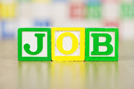 JOB Spelled Out in Alphabet Building Blocksの写真素材