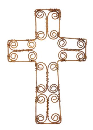 Cross Crucifix Made out of Rusted Metalの写真素材