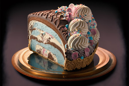 Chocolate layer cake with fruit topping
