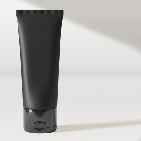 Black cosmetic tube on a white background. 3d rendering. Mock up.の写真素材