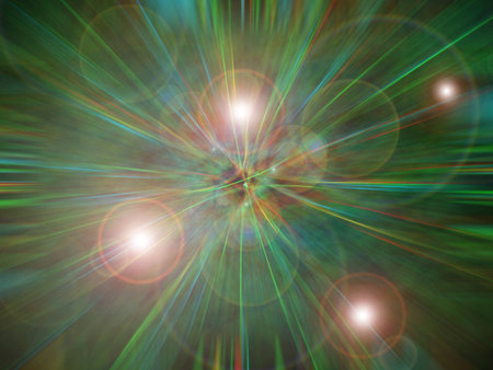 Len flare with laserの写真素材