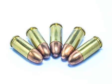 5 bullets of 9mmの写真素材