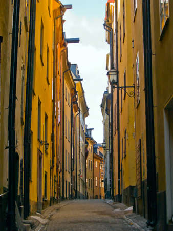 street of old town (Gamla Stan), Stockholm, Swedenの写真素材