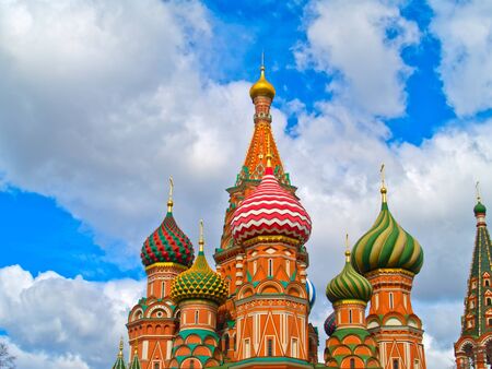 multicolored domes, Basil the blessed cathedral, Moscow, Russia の写真素材