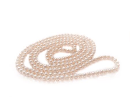 pearls necklace jewelry, isolated over white background の写真素材