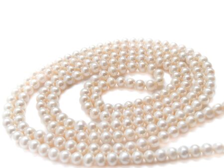 pearls necklace jewelry, isolated over white background の写真素材