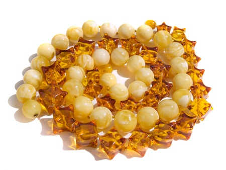 Beautiful amber jewel necklace isolatedの写真素材