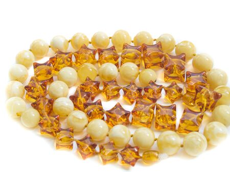 Beautiful amber jewel necklace isolatedの写真素材
