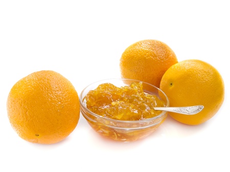 citrus jam with orange  isolated over whiteの写真素材