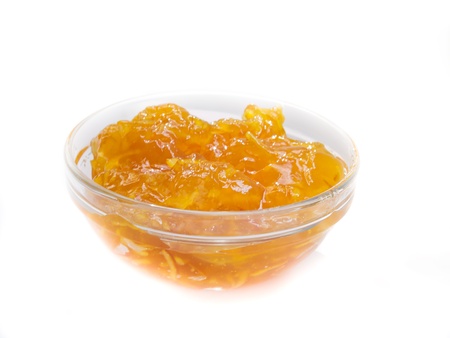 plate of citrus jam isolated over whiteの写真素材