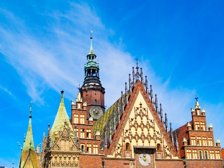 old gothic city hall of Wroclaw, Polandの写真素材