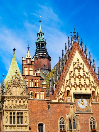 old gothic city hall of Wroclaw, Polandの写真素材
