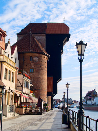 Old town on Motlawa river , Gdansk, Poland