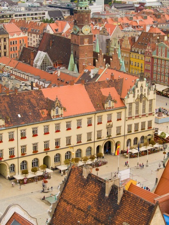 market square and city hall, Wroclaw, Polandの写真素材