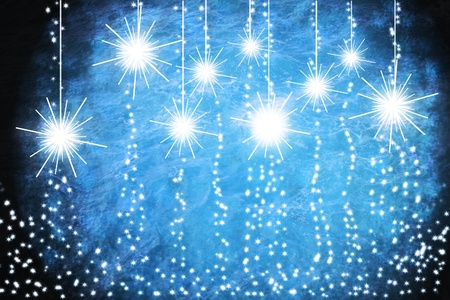 New year garland on blue background illustrationの写真素材