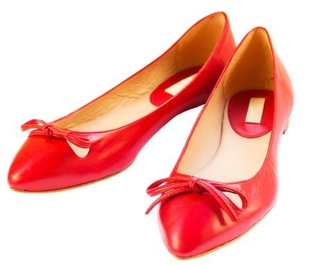 woman ballerina shoes isolated on white backgroundの写真素材