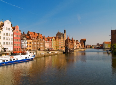 Old town on Motlawa river , Gdansk, Poland