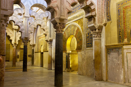 Mihrab of the Mezquita  - cathedral, ex mosque, Cordoba, Spainのeditorial素材