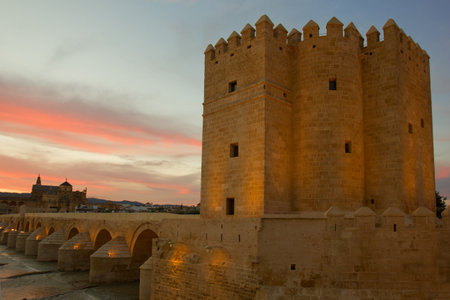 Calahorra Tower, the Roman bridge and the mosque in Cordoba (Spain)のeditorial素材