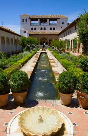 Patio de la Acequia of  Generalife, Granada, Spainのeditorial素材