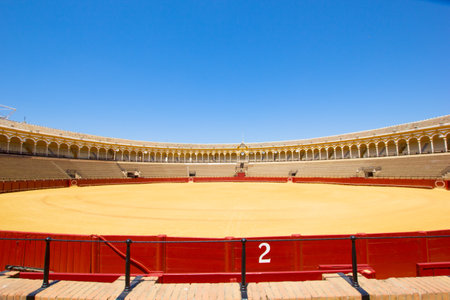 bullfight arena, plaza de toros in Seville, Spainのeditorial素材