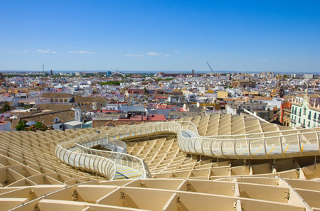 cityscape of Seville from the roof of Metropolitan Parasol, Spainのeditorial素材