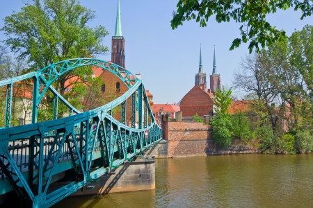 old town of Wroclaw  - bridge to island Tumski, Polandの写真素材