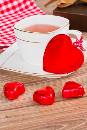 lunch at valentines day - cup of tea with cupsの写真素材
