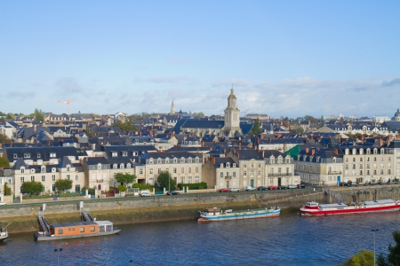 panoramic view  of Angers on Maine river, Franceの写真素材