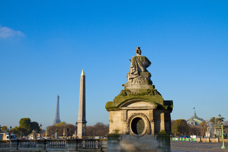 Eiffel Tower and The Obelisk  from Place de la Concorde, Paris, Franceのeditorial素材