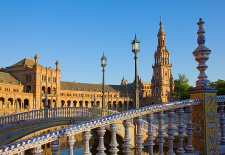 details of Plaza de Espana, Seville, Spainの写真素材