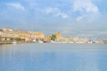 harbour in old town,   Saint Malo, Brittany, Franceの写真素材