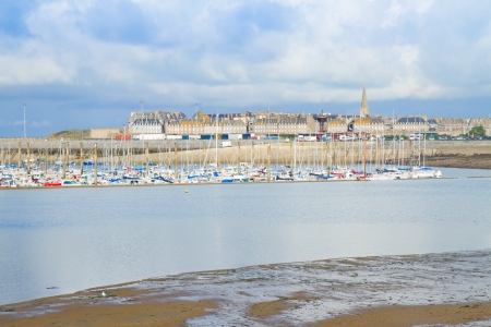 old town and marina of  Saint Malo, Brittany, Franceの写真素材