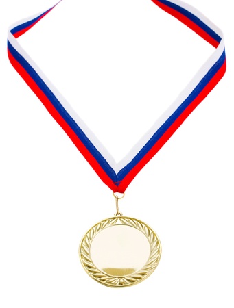 one golde medal isolated on white backgroundの写真素材