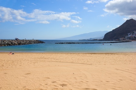 coast line of beach  las Teresitas by Santa Cruz de Tenerife, Spainの写真素材