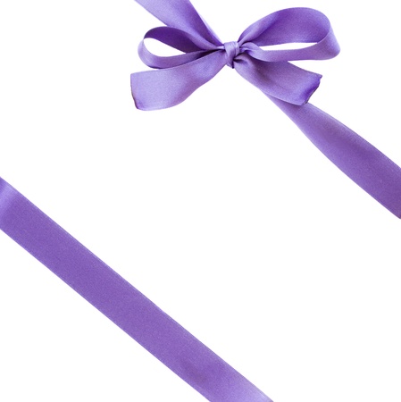 violet silk bow wrap isolated on white backgroundの写真素材